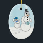 Snowman Poop Ceramic Tree Decoration<br><div class="desc">A cute Pooping Snowman and witnessing snow woman ornament for the holidays. Looks great on your Christmas tree or hanging from your rear view mirror. A great laugh for the holidays.</div>