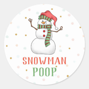 Snowman Poop Sticker Christmas Party Favour Labels