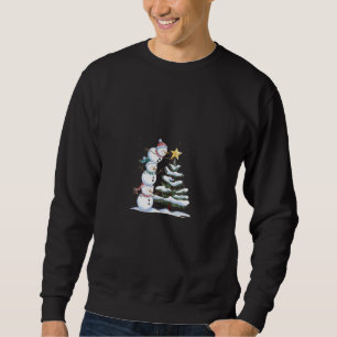 "Snowman Pyramid Decorating the Christmas Tree" Sweatshirt