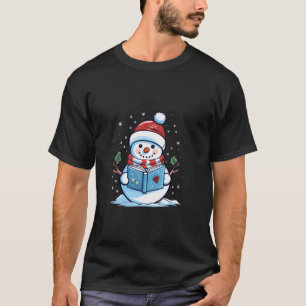 Snowman Reading Book Christmas Long Sleeve T Shirt