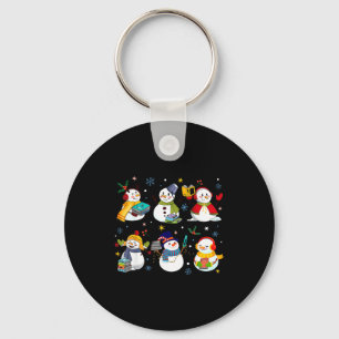 Snowman Reading Books Teacher Christmas Librarian  Key Ring