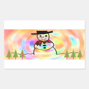 Snowman Rectangular Sticker