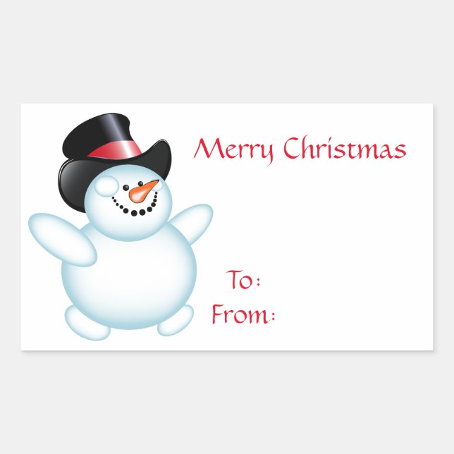 Snowman Rectangular Sticker (Front)