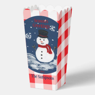 Snowman Red Check PERSONALIZE Cookie Popcorn Box