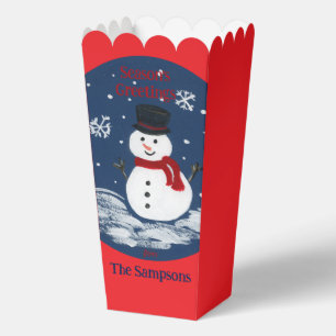 Snowman Red PERSONALIZE Cookie Popcorn Box
