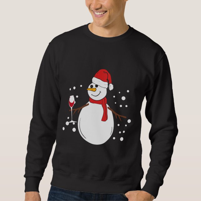 Snowman Red Wine  Christmas Sweatshirt (Front)