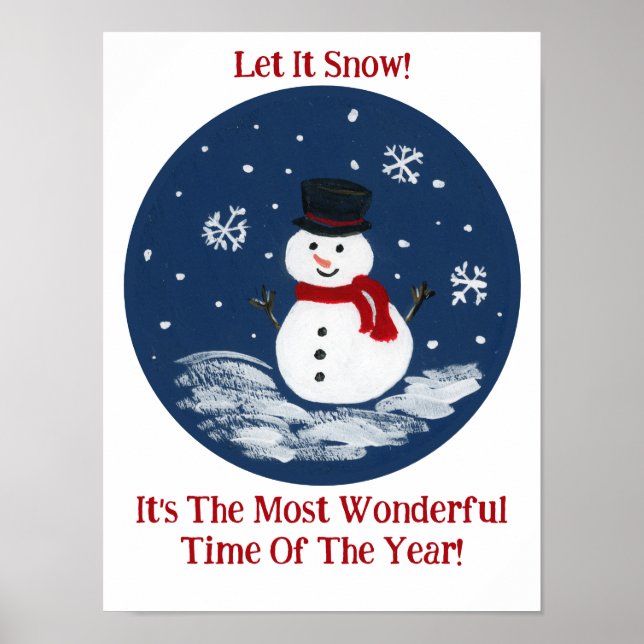 Snowman Red Wonderful Time Year PERSONALIZE  Poster (Front)