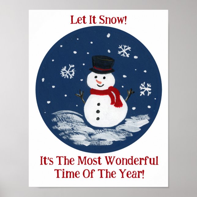 Snowman Red Wonderful Time Year PERSONALIZE  Poster (Front)