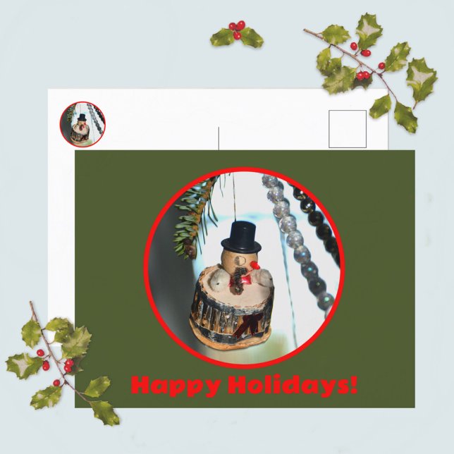 Snowman Retro Vintage Nostalgic Christmas Holiday Postcard (Creator Uploaded)