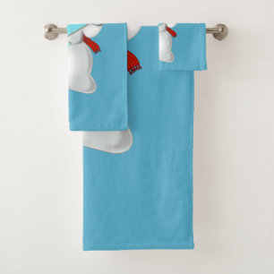 Snowman Rock Bath Towel Set Painting Custom Colors