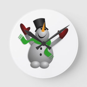 Snowman Round Clock