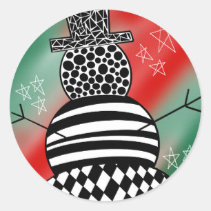 Snowman Round Sticker