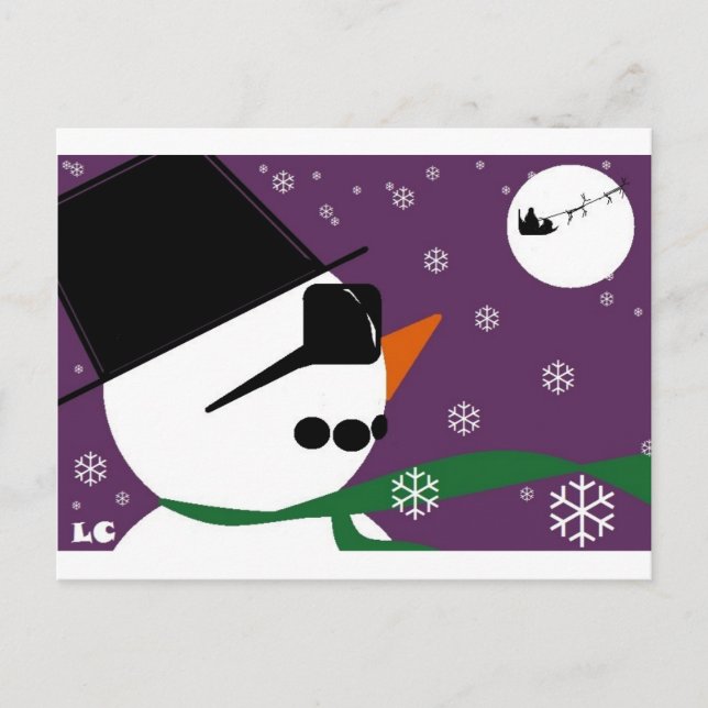Snowman & Santa Christmas Postcard (Front)