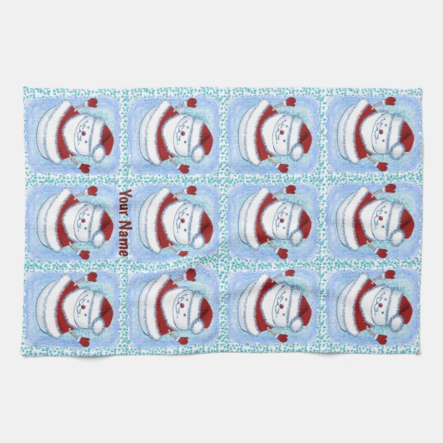 Snowman Santa kitchen towel  (Horizontal)