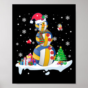 Snowman Santa Volleyball Playing Golf Xmas Player  Poster