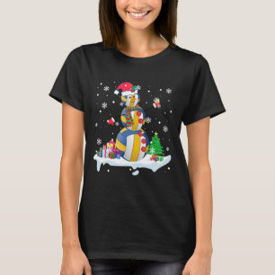 Snowman Santa Volleyball Playing Golf Xmas Player T-Shirt