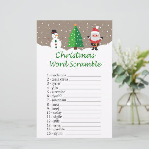 Snowman santaclaus christmas word scramble game