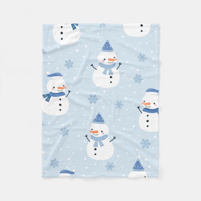 Snowman seamless pattern,winter background,winter  fleece blanket (Front)