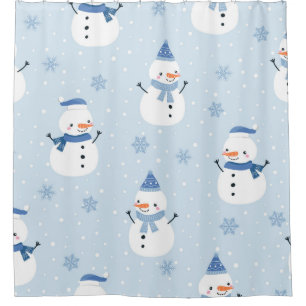 Snowman seamless pattern,winter background,winter shower curtain