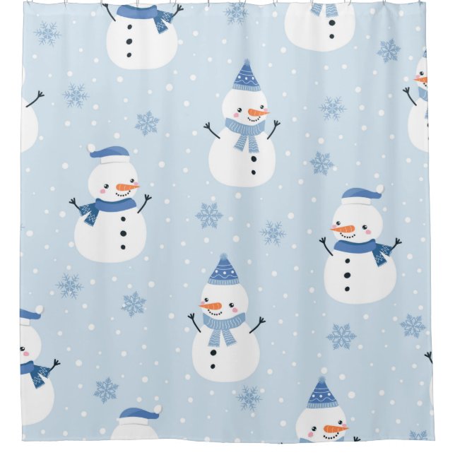 Snowman seamless pattern,winter background,winter  shower curtain (Front)