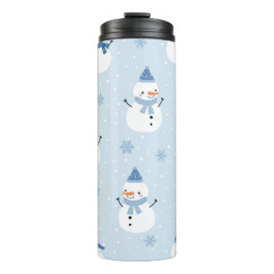 Snowman seamless pattern,winter background,winter  thermal tumbler