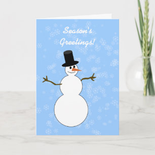 Snowman Season's Greetings with Snowflake Holiday Card