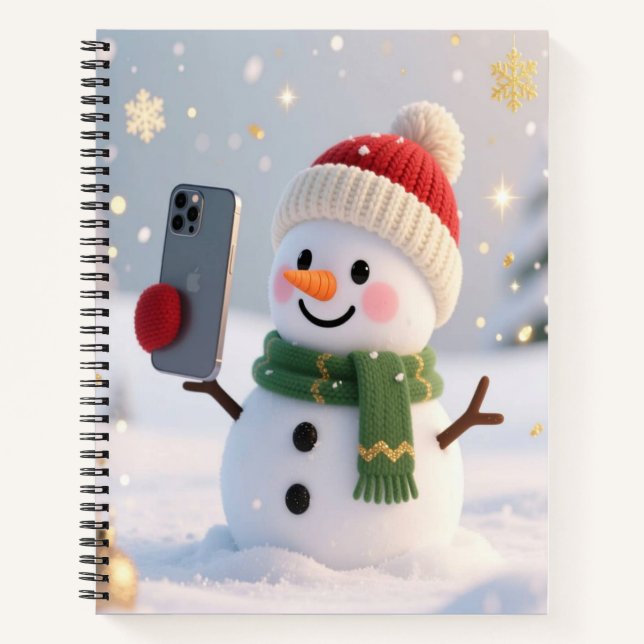 Snowman Selfie Christmas Notebook (Front)