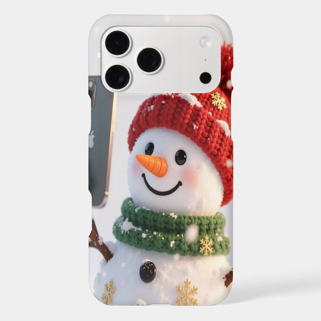 Snowman Selfie iPhone 17 Pro Max Case (Back)