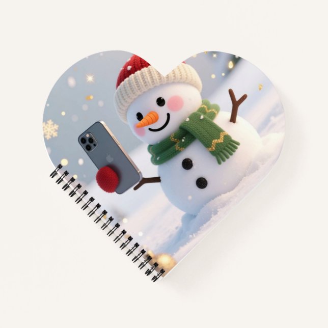 Snowman Selfie Spiral Notebook (Front)