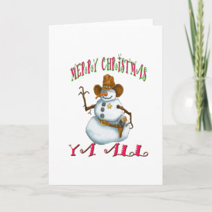 snowman sherriff MerryChrsts Ya all Holiday Card