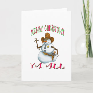 snowman sherriff MerryChrsts Ya all Holiday Card