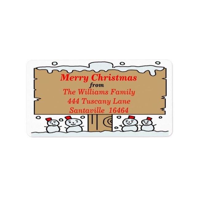 Snowman Signpost Address Label (Front)