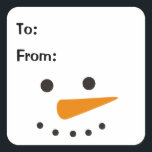 Snowman Simple Christmas Gift Square Sticker<br><div class="desc">Cute snowman face holiday decorative to & from gift sticker  Perfect for holiday gift tags</div>