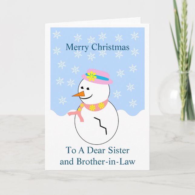 Snowman Sister And Brother-In-Law Christmas Card (Front)
