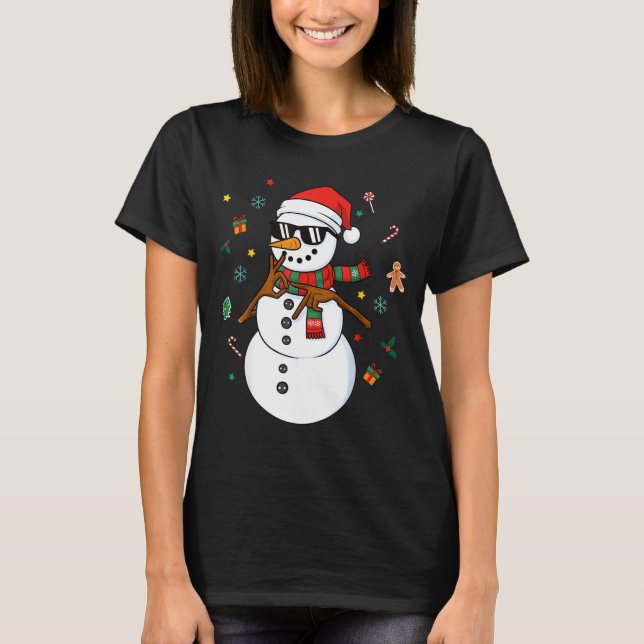 Snowman Six Seven Meme Christmas Pajamas 6 And 7 F T-Shirt (Front)