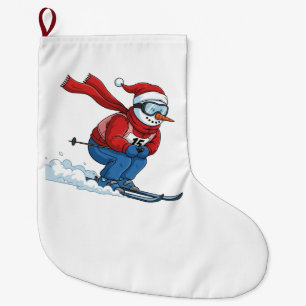 Snowman Skier Christmas 2026 Holiday Winter Sports Large Christmas Stocking