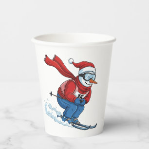 Snowman Skier Christmas 2026 Holiday Winter Sports Paper Cups