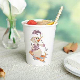 Snowman Skiing Paper Cups