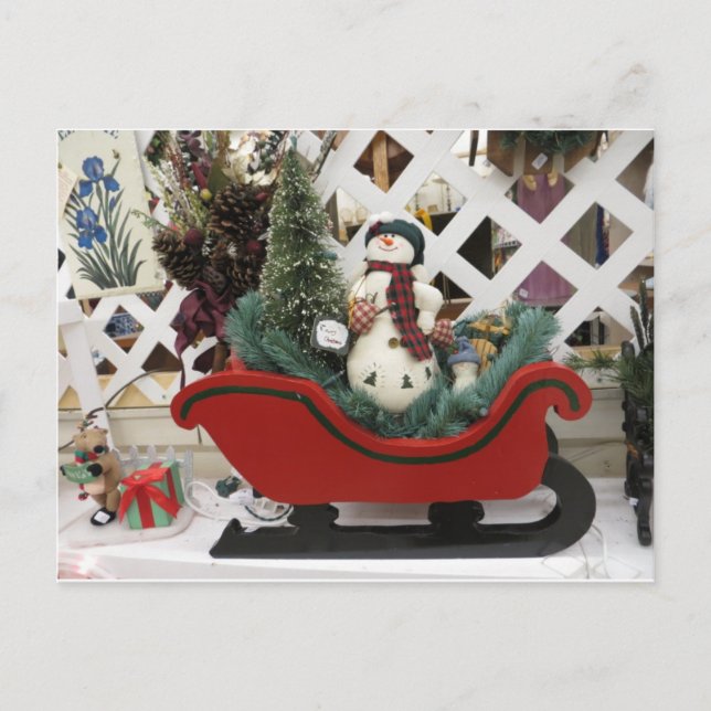 Snowman & Sleigh Postcard (Front)