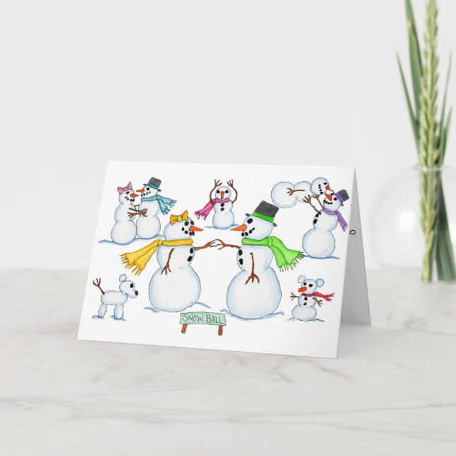 Snowman Snow Ball Card (Front)