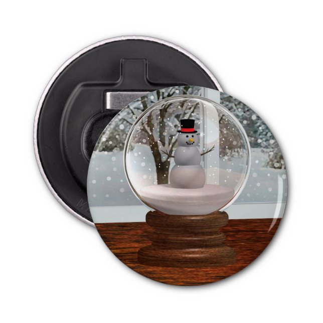Snowman Snow Globe Bottle Opener (Front)