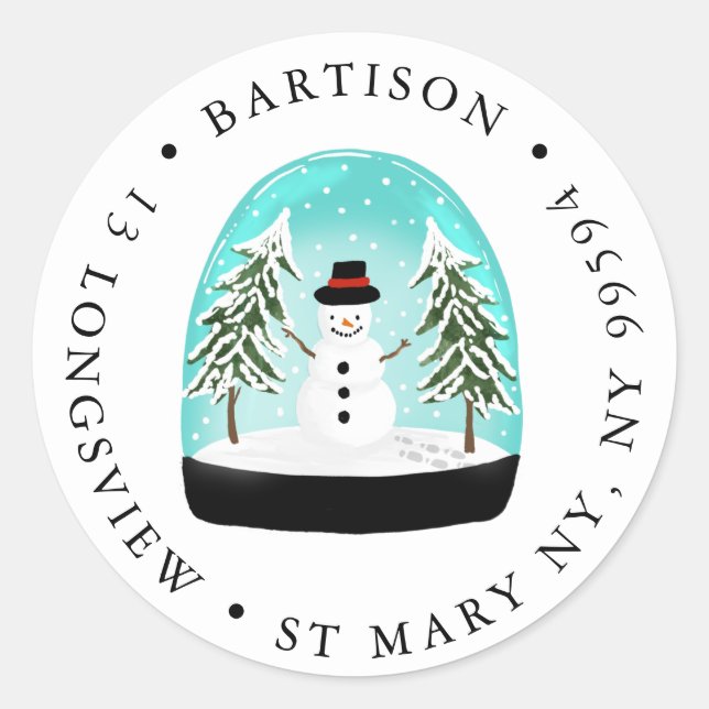snowman snow globe  company Classic Round Sticker (Front)