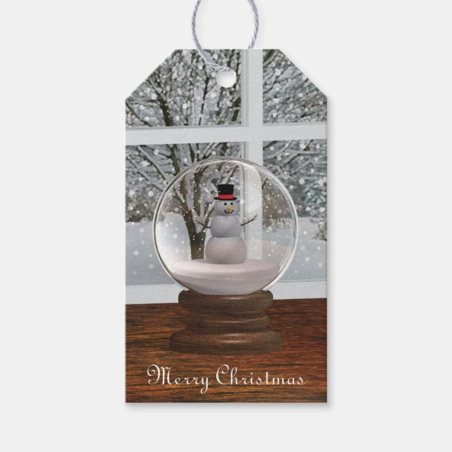 Snowman Snow Globe Gift Tags (Front)