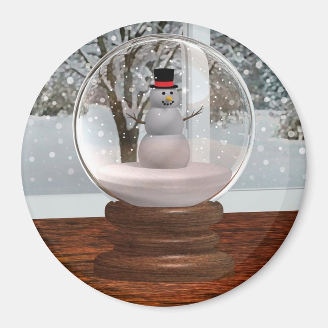 Snowman Snow Globe Magnet (Front)