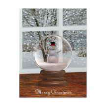 Snowman Snow Globe Postcard