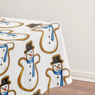 Snowman Snow Man Winter Sugar Cookie Christmas Tablecloth