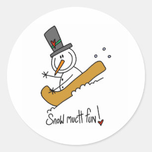 Snowman Snow Much Fun Classic Round Sticker