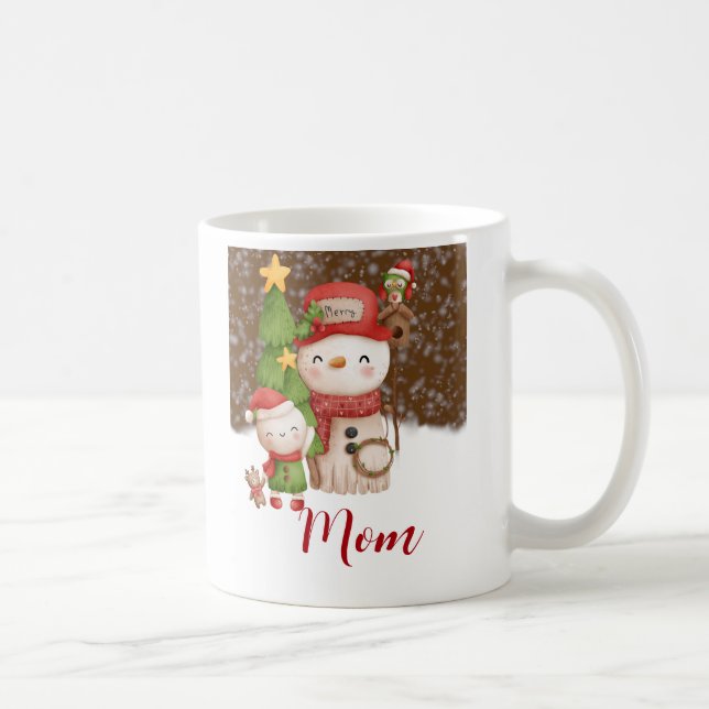 Snowman, Snow Mum Christmas Personalised Coffee Mug (Right)