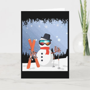 Snowman Snow Ski Holidays Skiing Winter Sport Card
