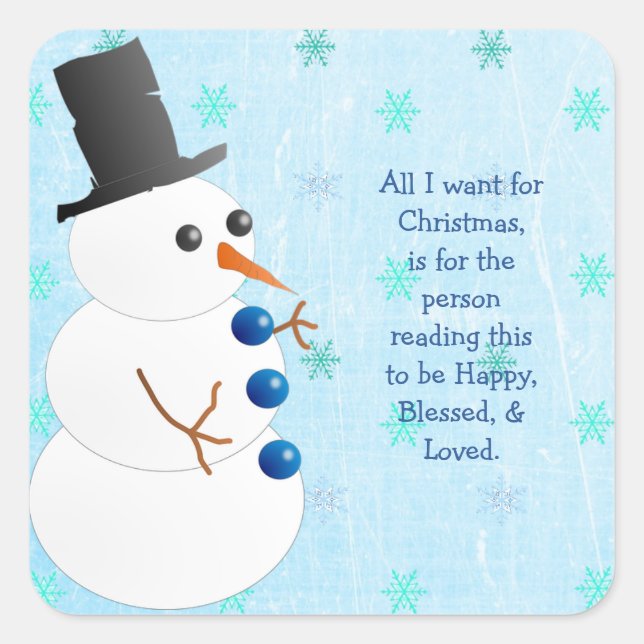 Snowman Snowflake Christmas Quote Sticker (Front)
